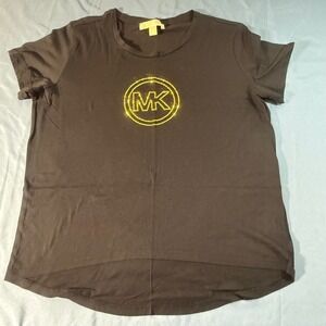 Michael Kors Women's Black Short Sleeve T-Shirt Embellished MK Logo Size S